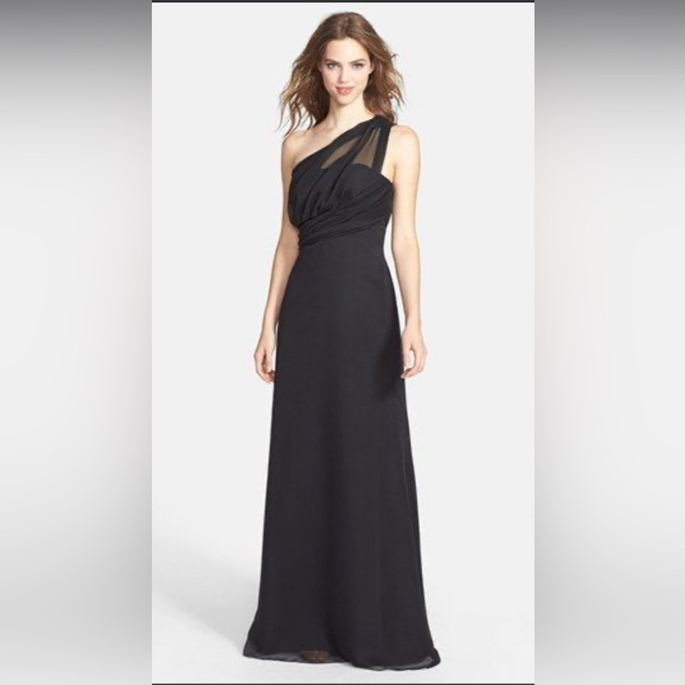 Jim Helm - Black Floor Length 1 Shoulder Dress - worn 1x  - Size 8